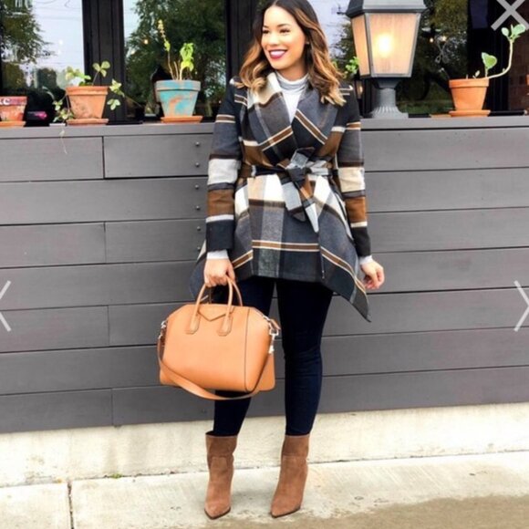 Chicwish Prairie Check Rabato Wrap Coat - XS - Picture 5 of 8